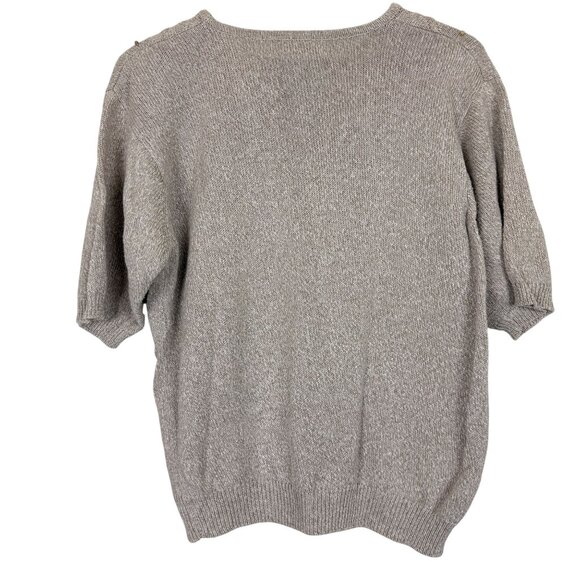Alfred Dunner Short-Sleeve Knit Sweater Sz Large Beaded Cotton Blend Beige - Picture 8 of 10
